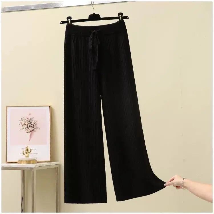 Frankfurt | Dames Oversized Gebreide Broek | Zwart