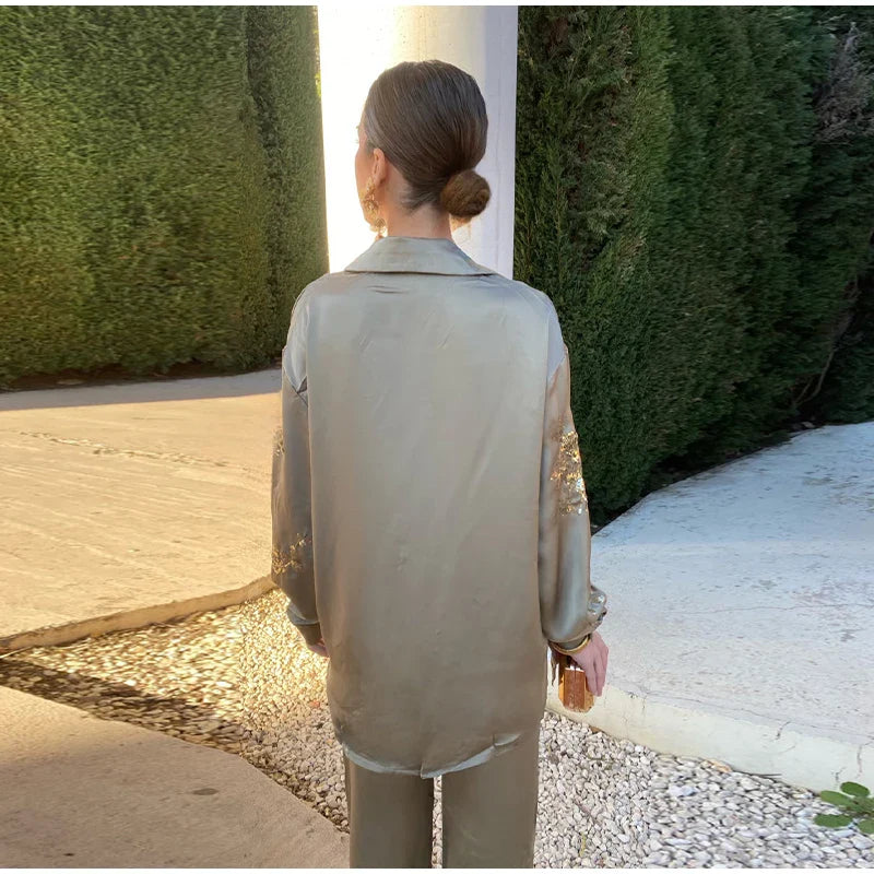 Ensemble pantalon et blouse de luxe Lune d'Argent