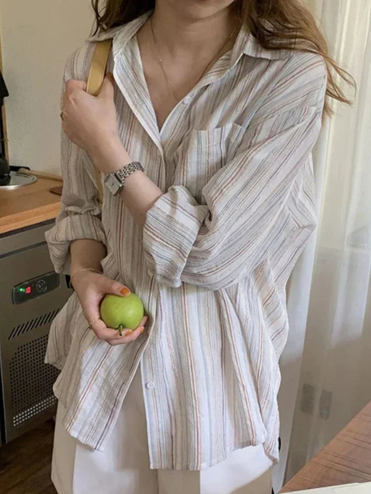 Leana | Oversized Striped Shirt With Long Sleeves