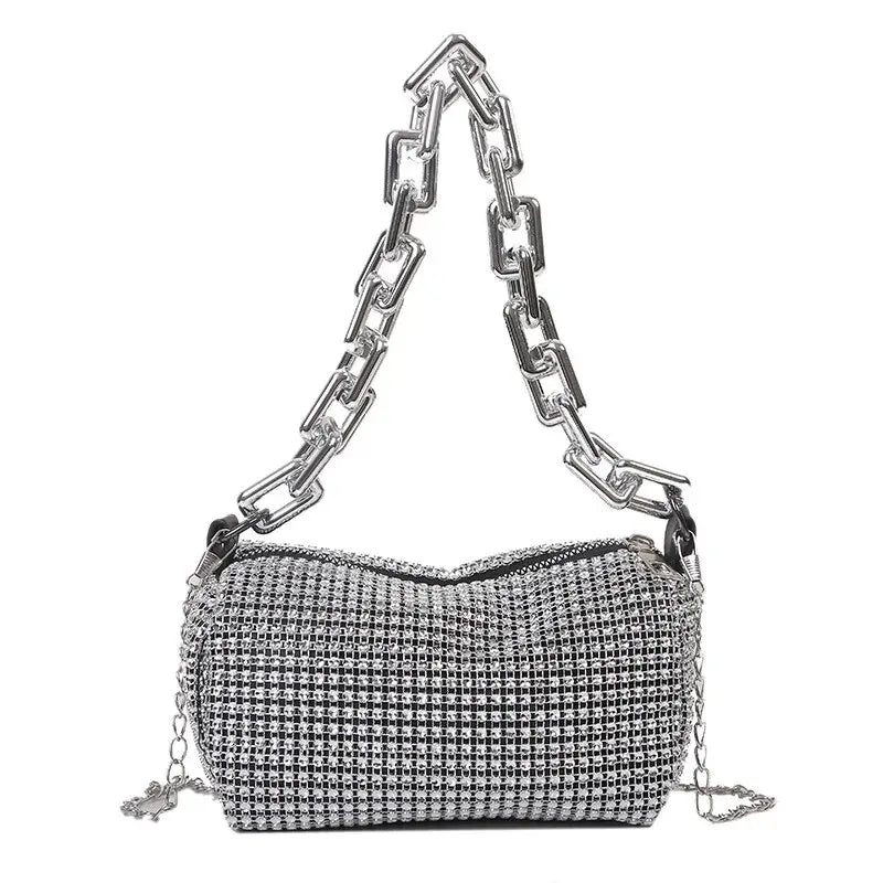 GlamourBliss Strass Glitzer Eimer Tasche