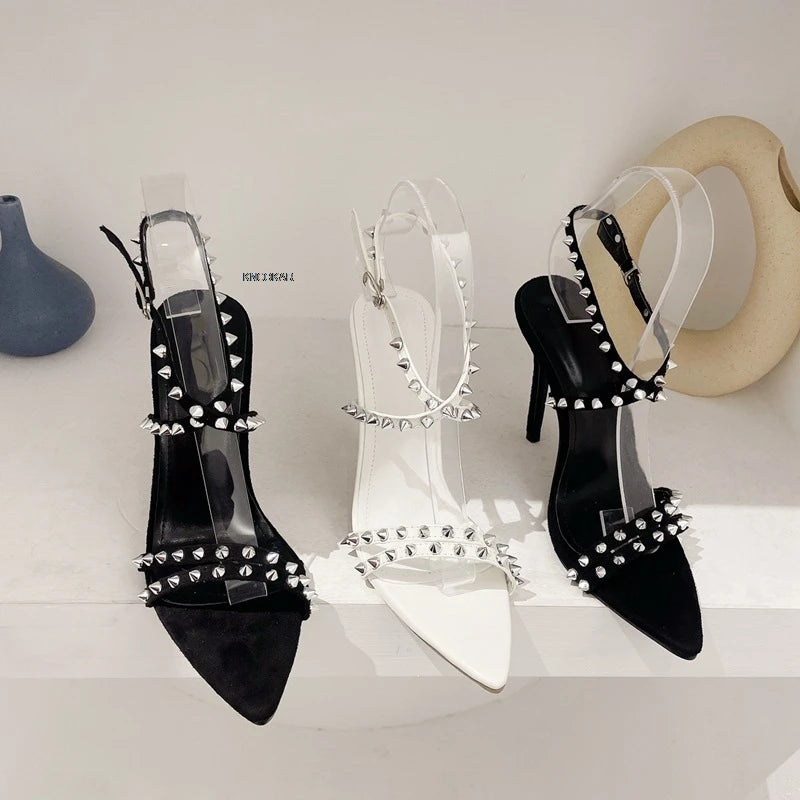 Sandalen - Streep Patroon, Hoge Hakken