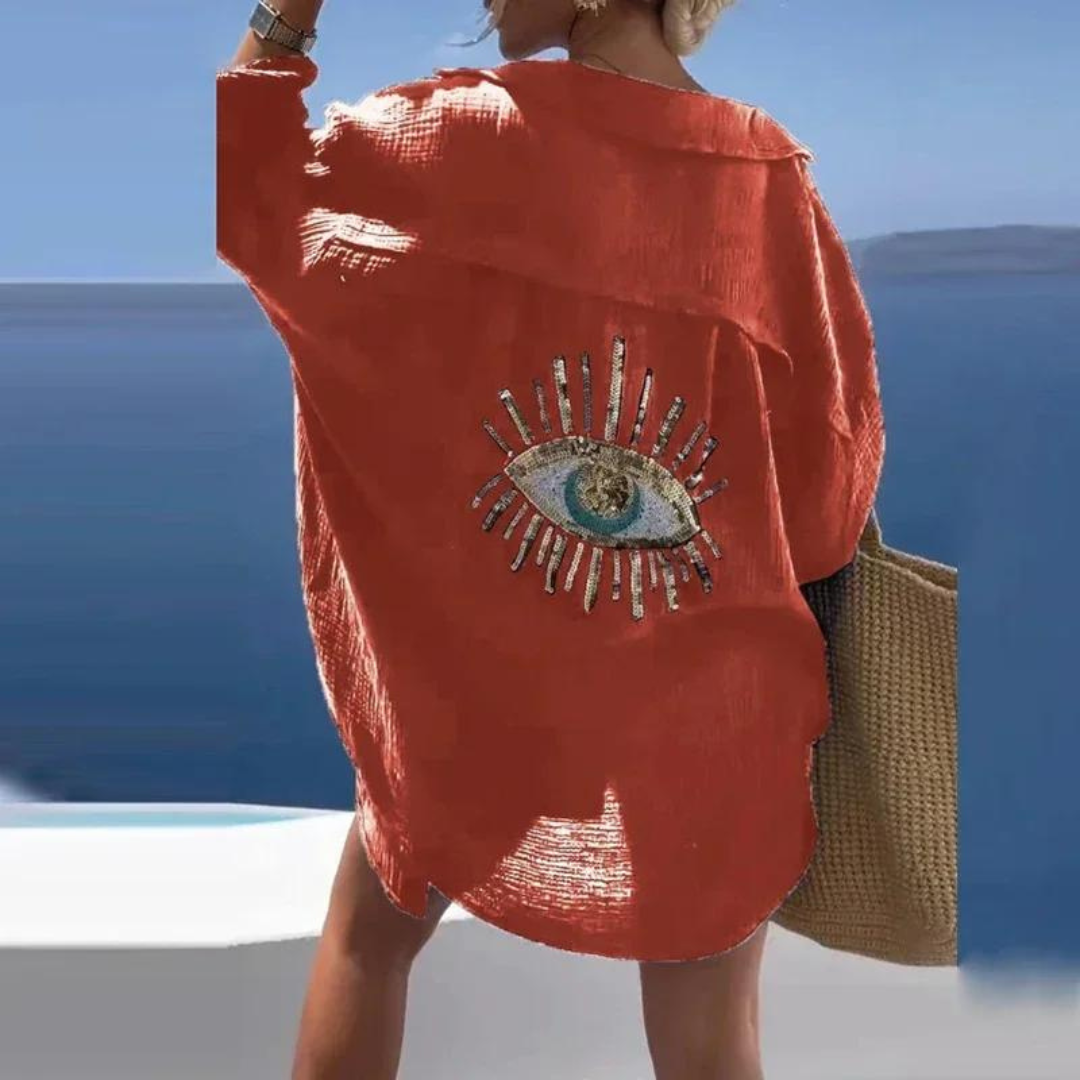 Sara | Stijlvol overhemd met pailletten en parelaccent