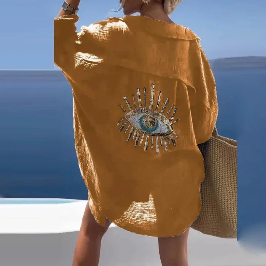 Sara | Stijlvol overhemd met pailletten en parelaccent