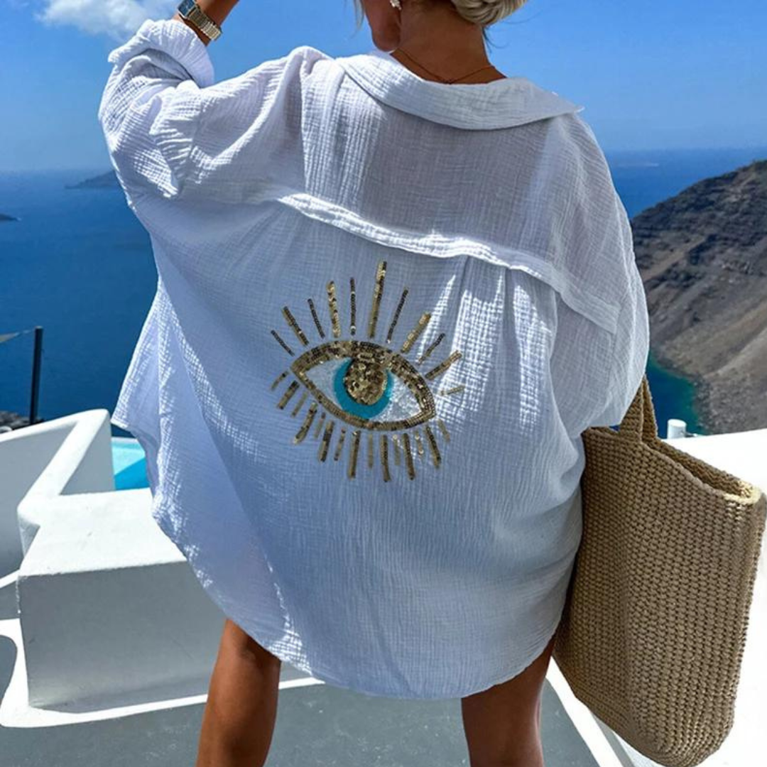 Sara | Stijlvol overhemd met pailletten en parelaccent