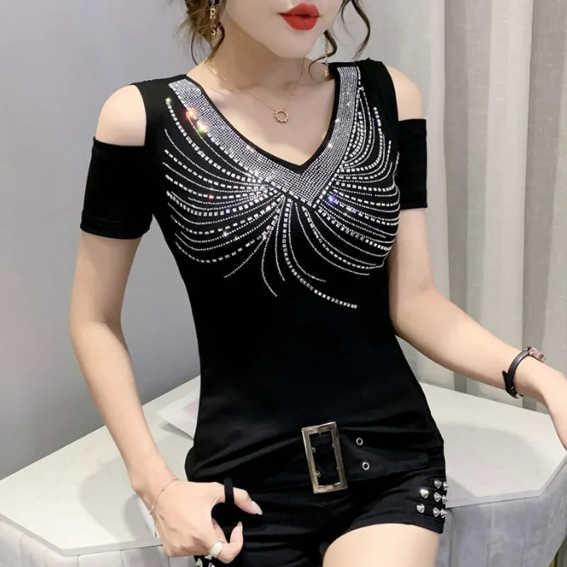 ChicElegance Black Off-Shoulder Top