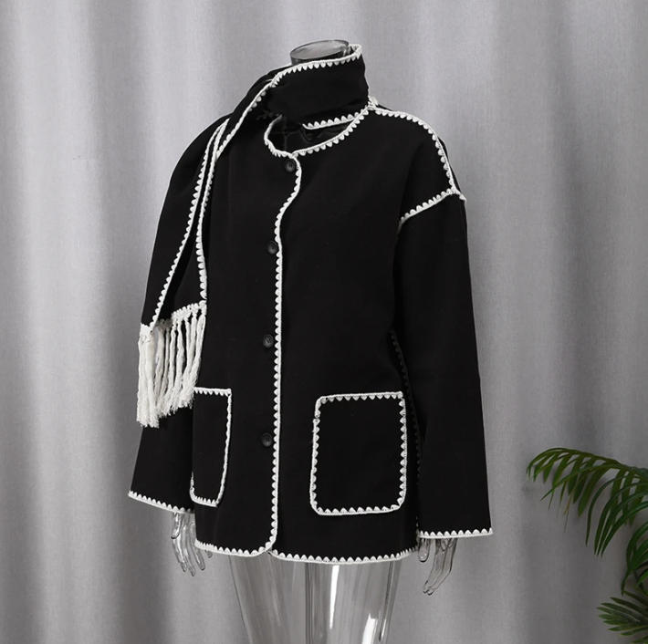 Coat with Scarf of Stylish Fabric