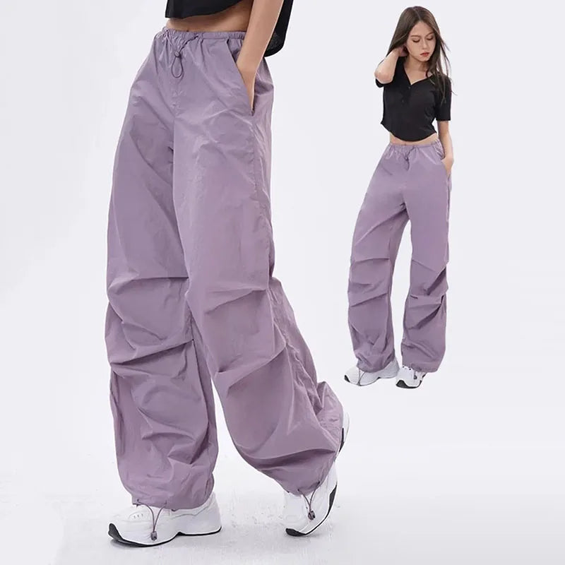 Lenzburg | Pantaloni Paracadute Oversize da Donna | Nero
