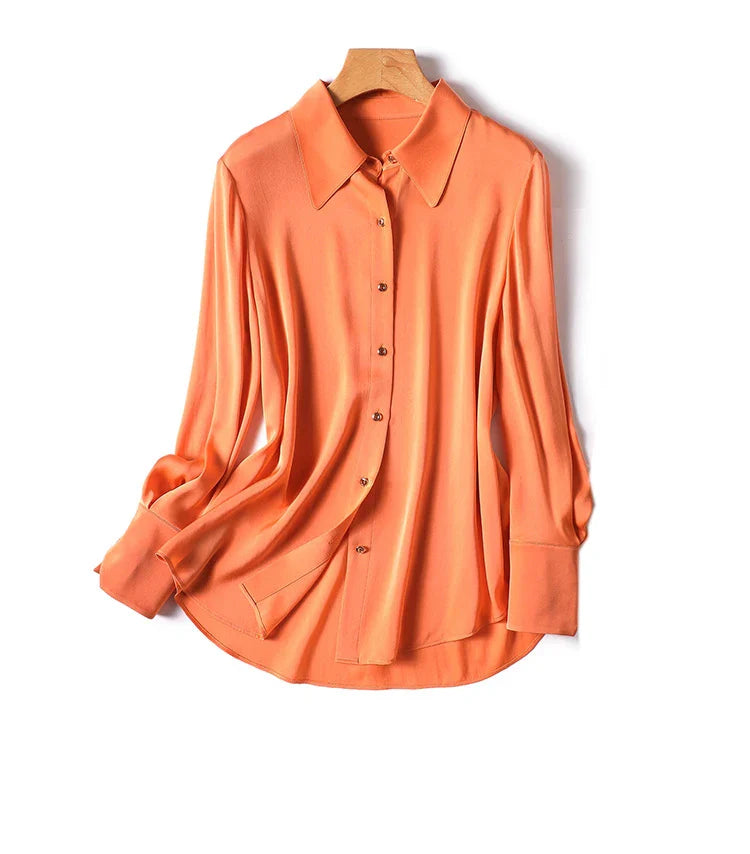 Livia | Elegante Nachtbluse für Damen | Orange