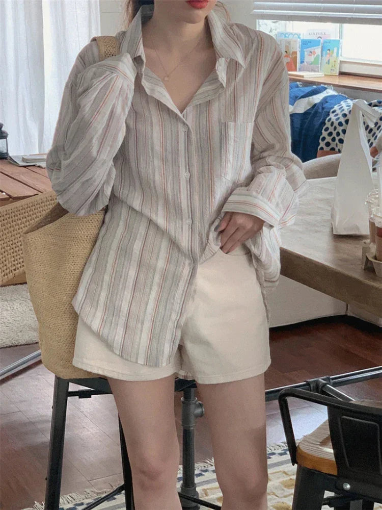 Leana | Oversized Striped Shirt With Long Sleeves