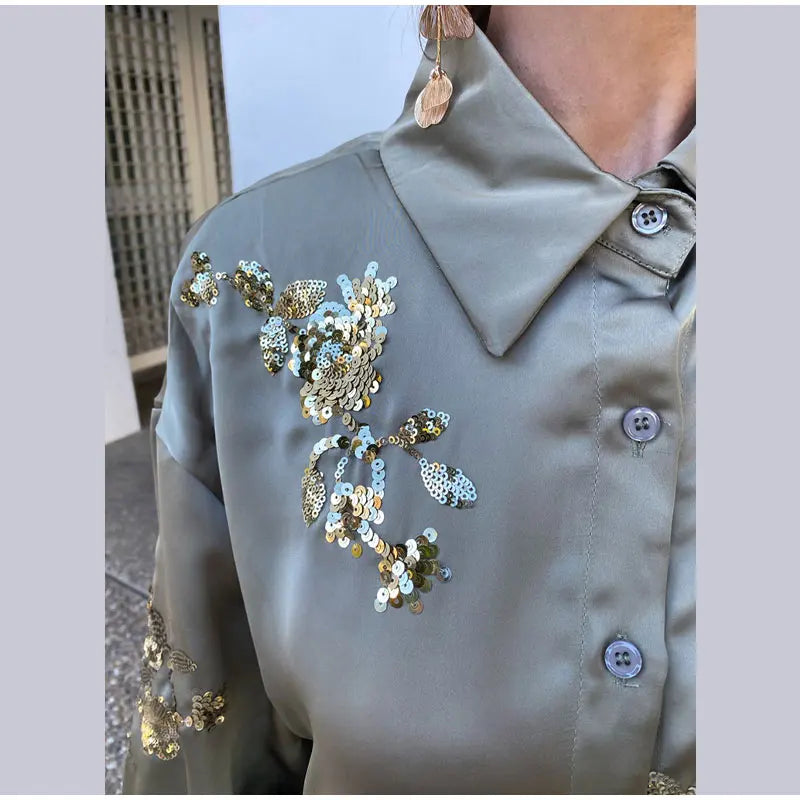 Ensemble pantalon et blouse de luxe Lune d'Argent