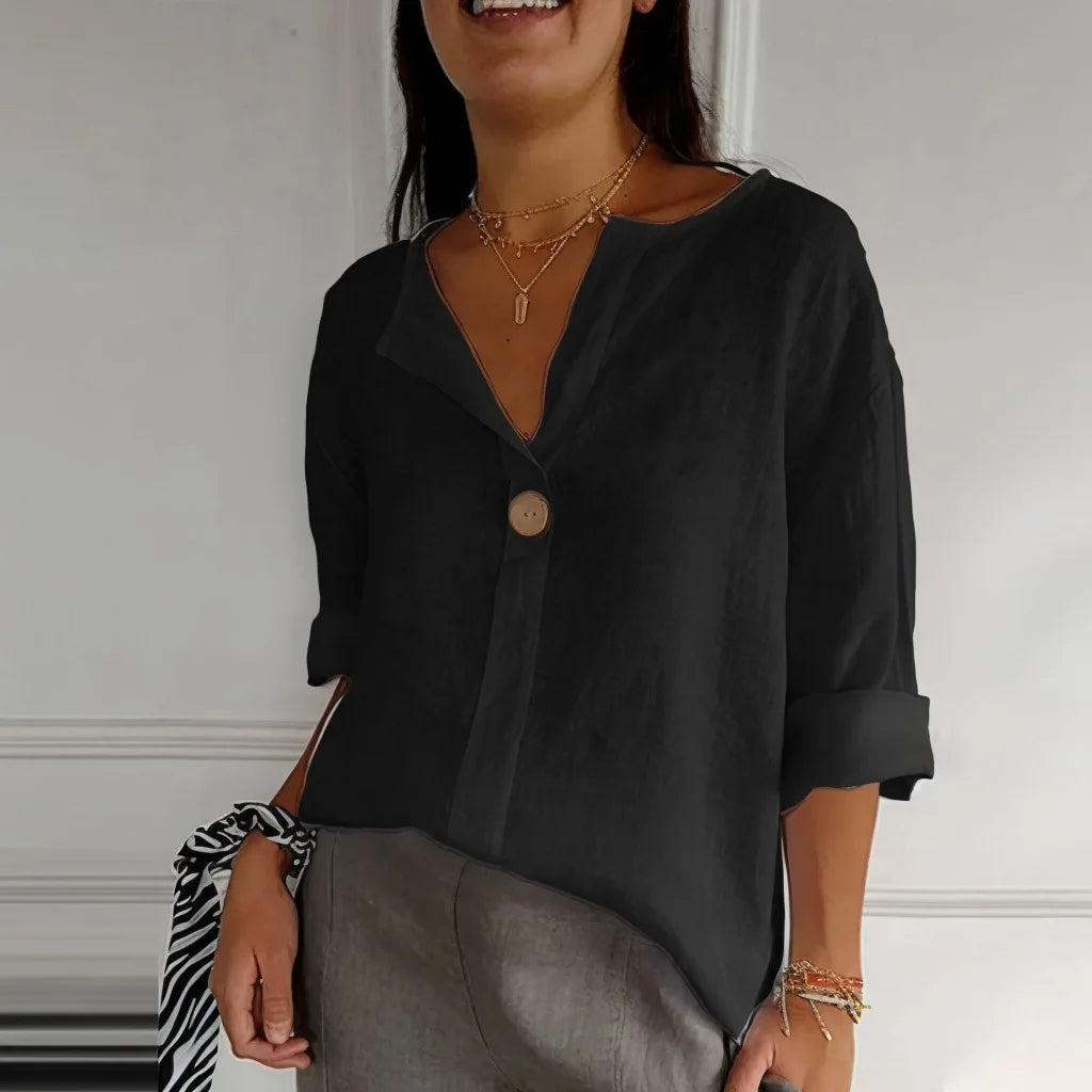 Aurelia Elegante V-Ausschnitt Knotenbluse
