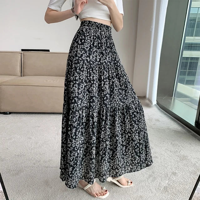 ModePracht's Vintage Bloemen Geplooide Rokken voor Vrouwen
