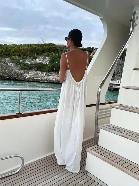 Zomerse Backless Spaghettiband Maxi Jurk