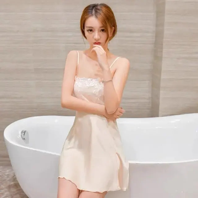 Whisper of Elegance Vrouwen Strapless Kanten Nachtkleding Set