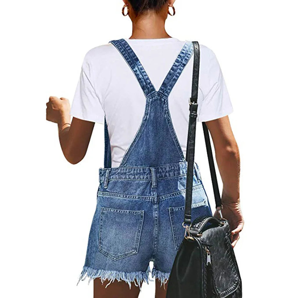 Torn Denim Overalls - Summer Jumpsuit
