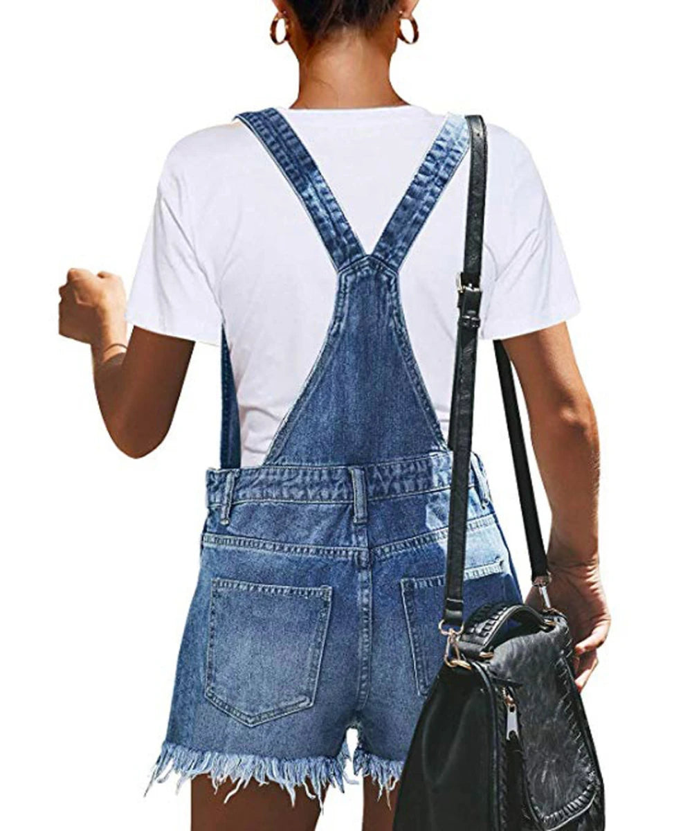 Torn Denim Overalls - Summer Jumpsuit