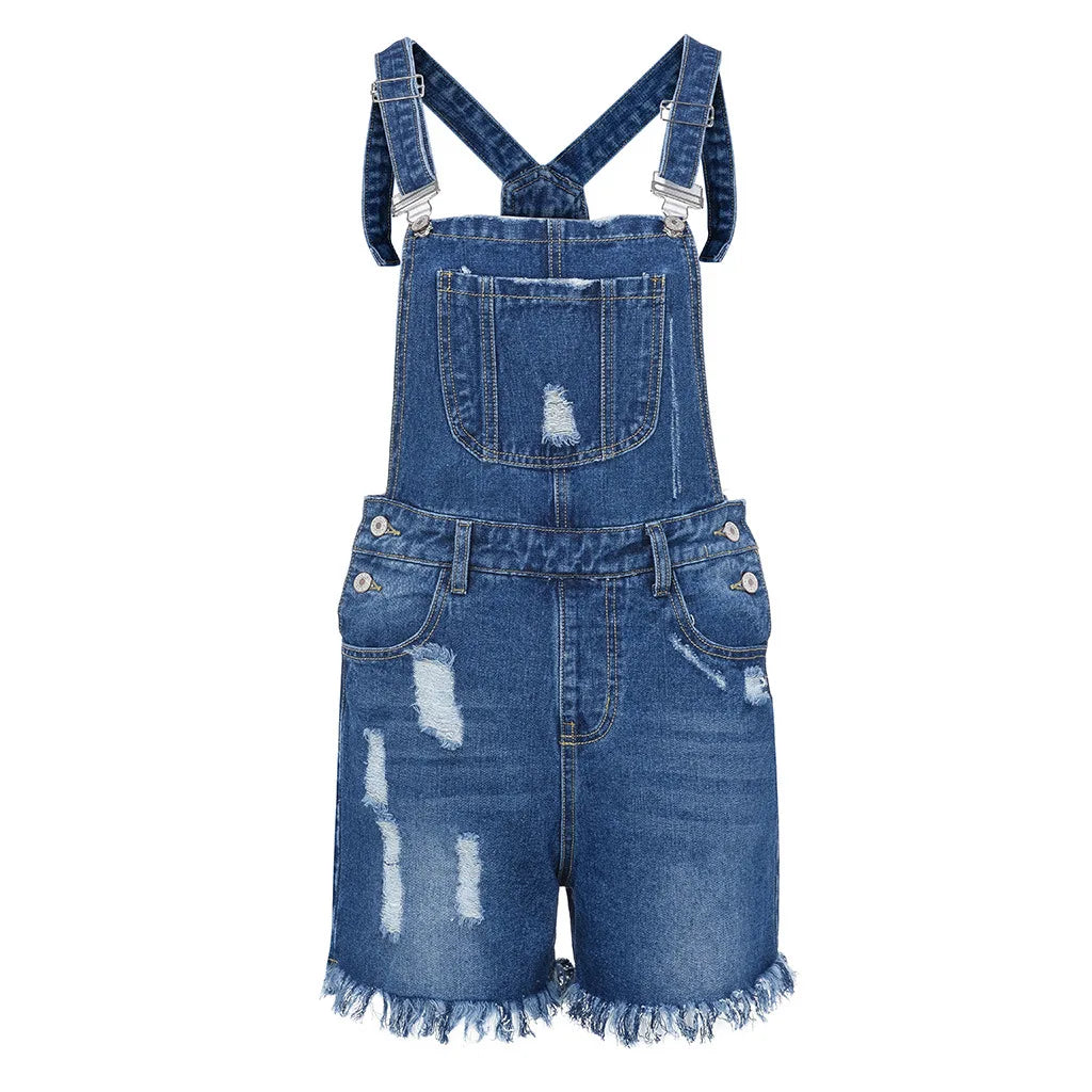 Torn Denim Overalls - Summer Jumpsuit