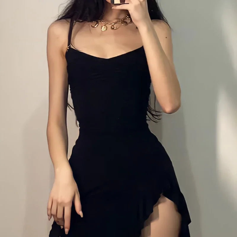 Zomer Elegante Zwarte Mini-Jurk