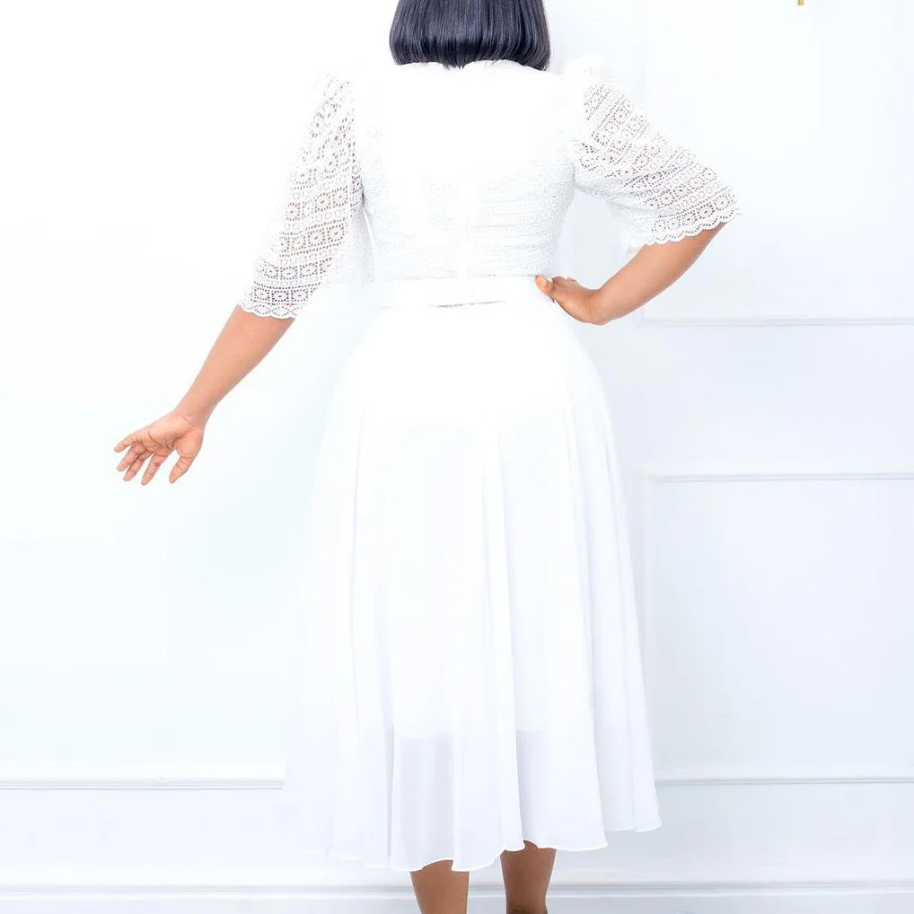 Sexy Slanke Chiffon Holle Zomerjurk Van Zomerse Elegantie