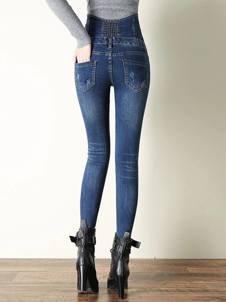 Sexy Superhoge Taille Skinny Potlood Jeans