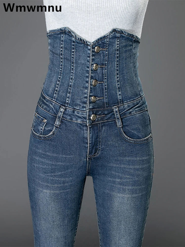 Sexy Superhoge Taille Skinny Potlood Jeans