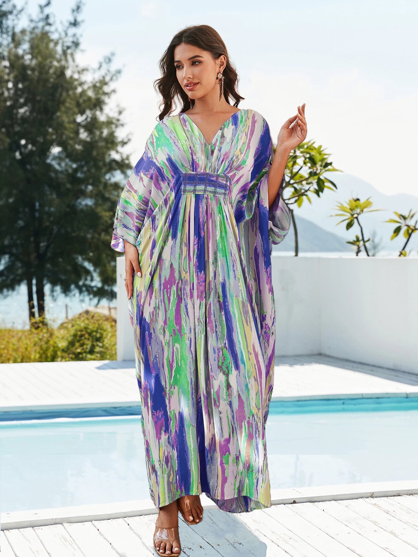Charmante caftano estivo con scollo a V di Aloha Breeze