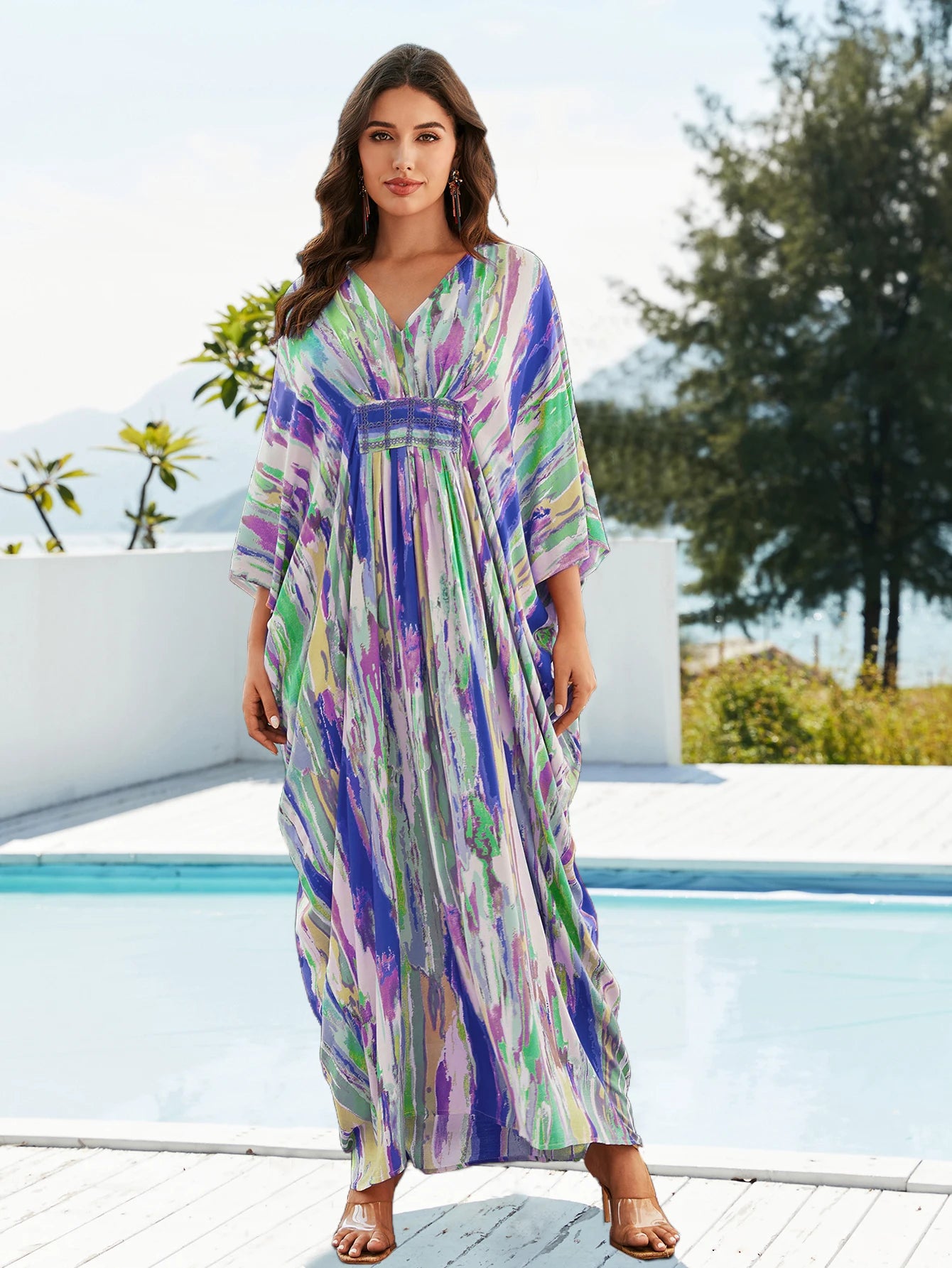 Charmante caftano estivo con scollo a V di Aloha Breeze
