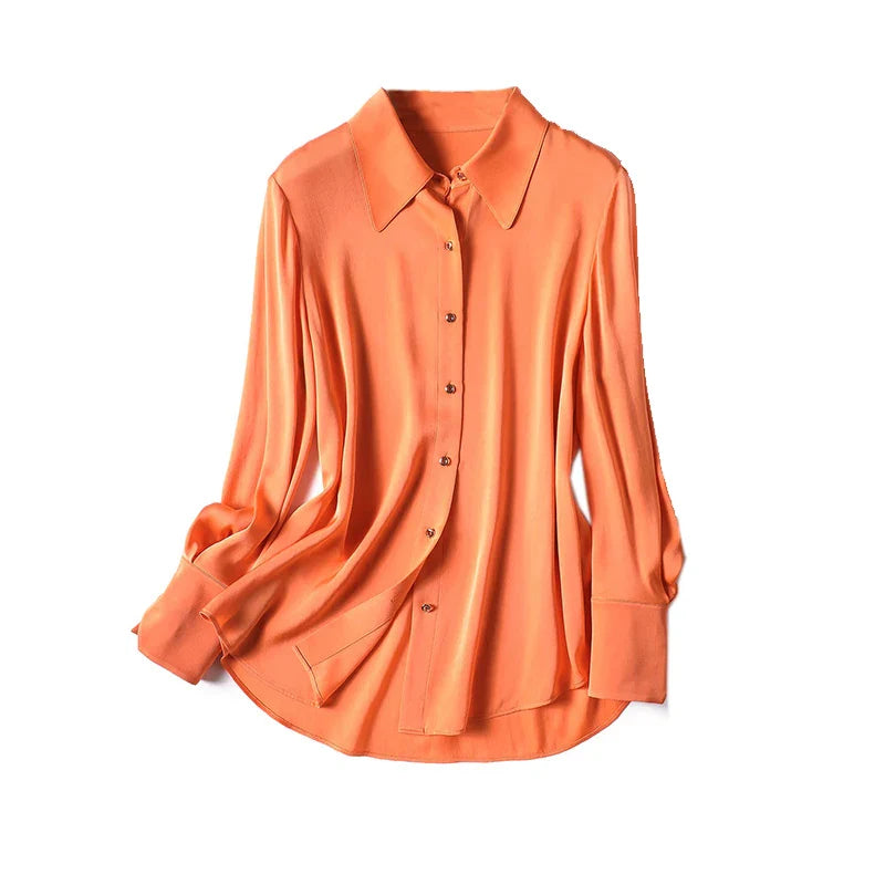 Livia | Elegante Nachtbluse für Damen | Orange