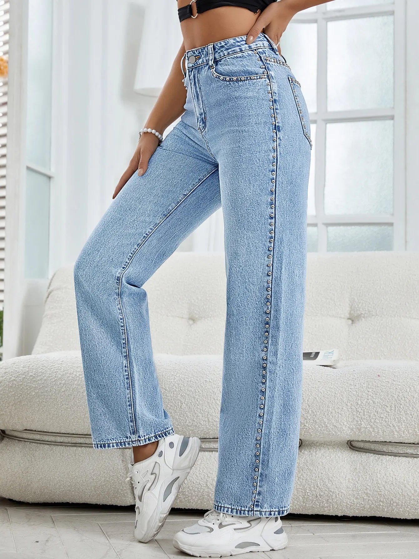 MiraMode Side Riveted Straight Jeans