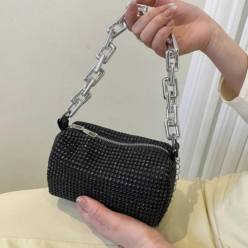 GlamourBliss Strass Glitzer Eimer Tasche