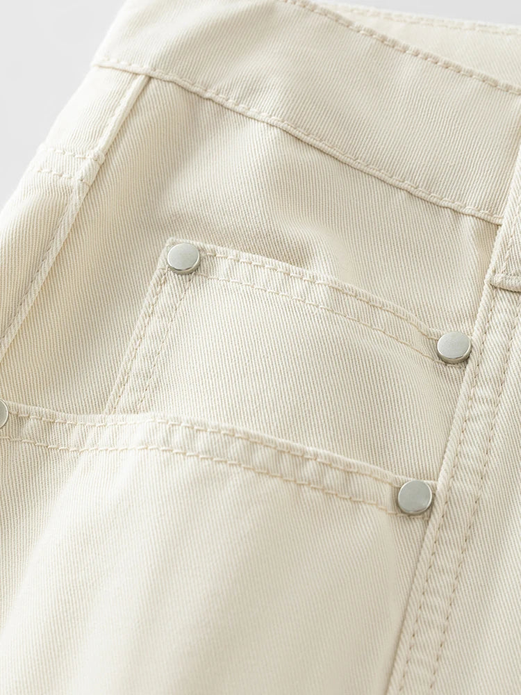 LuxeLoom White Straight Jeans