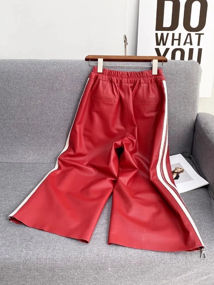 Pantalón de chándal de cuero genuino Luxe