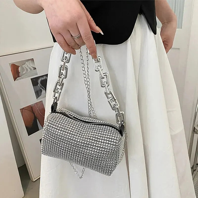 GlamourBliss Strass Glitzer Eimer Tasche