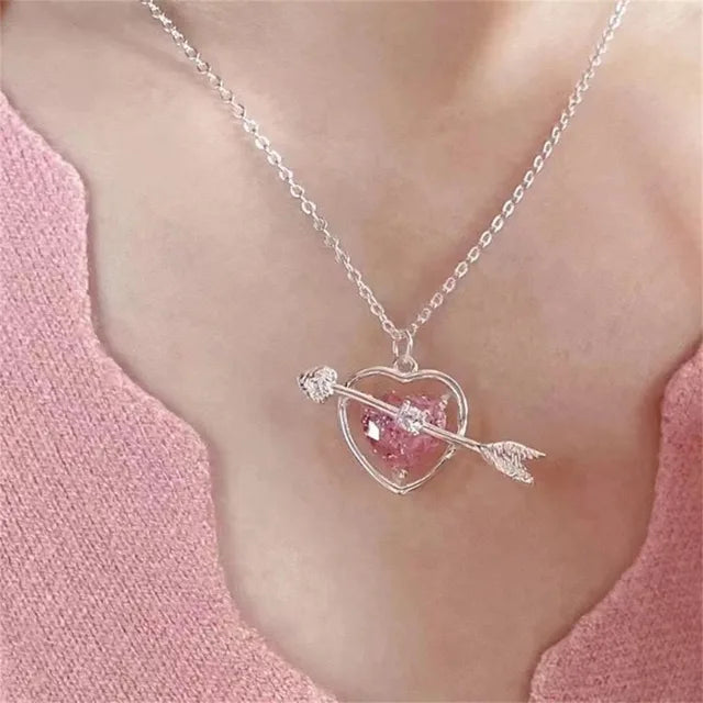 Celestes Schillernde Rosa Zirkonium-Herzkette