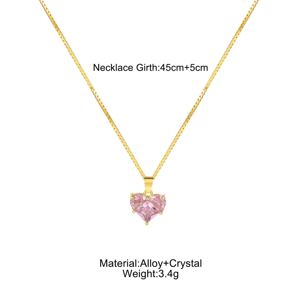 Celestes Schillernde Rosa Zirkonium-Herzkette