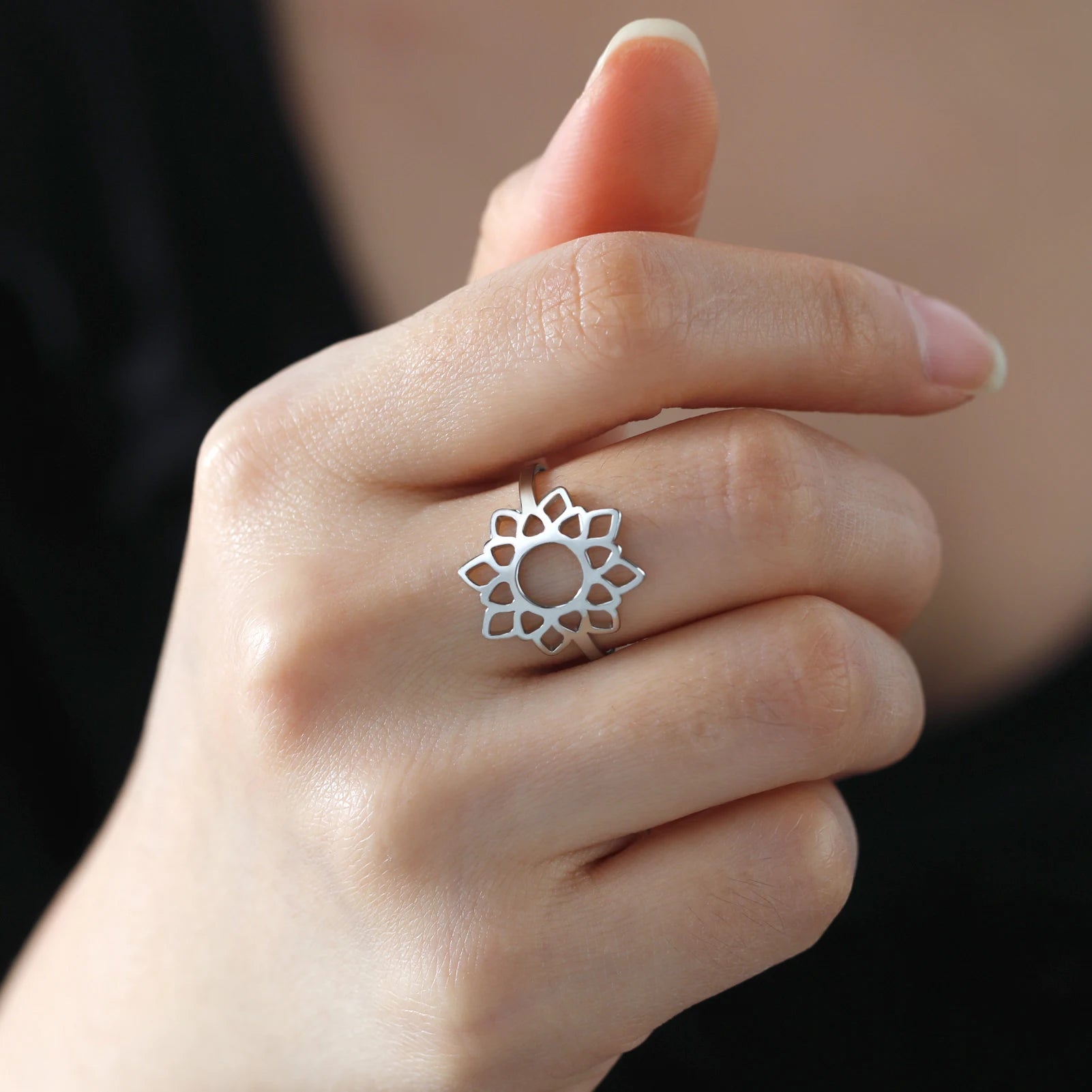Splendor & Glory Large Filigree Lotus Flower Ring