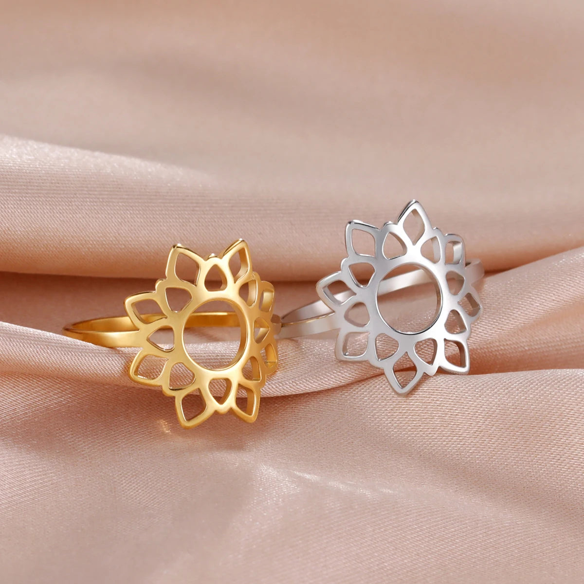 Splendor & Glory Large Filigree Lotus Flower Ring