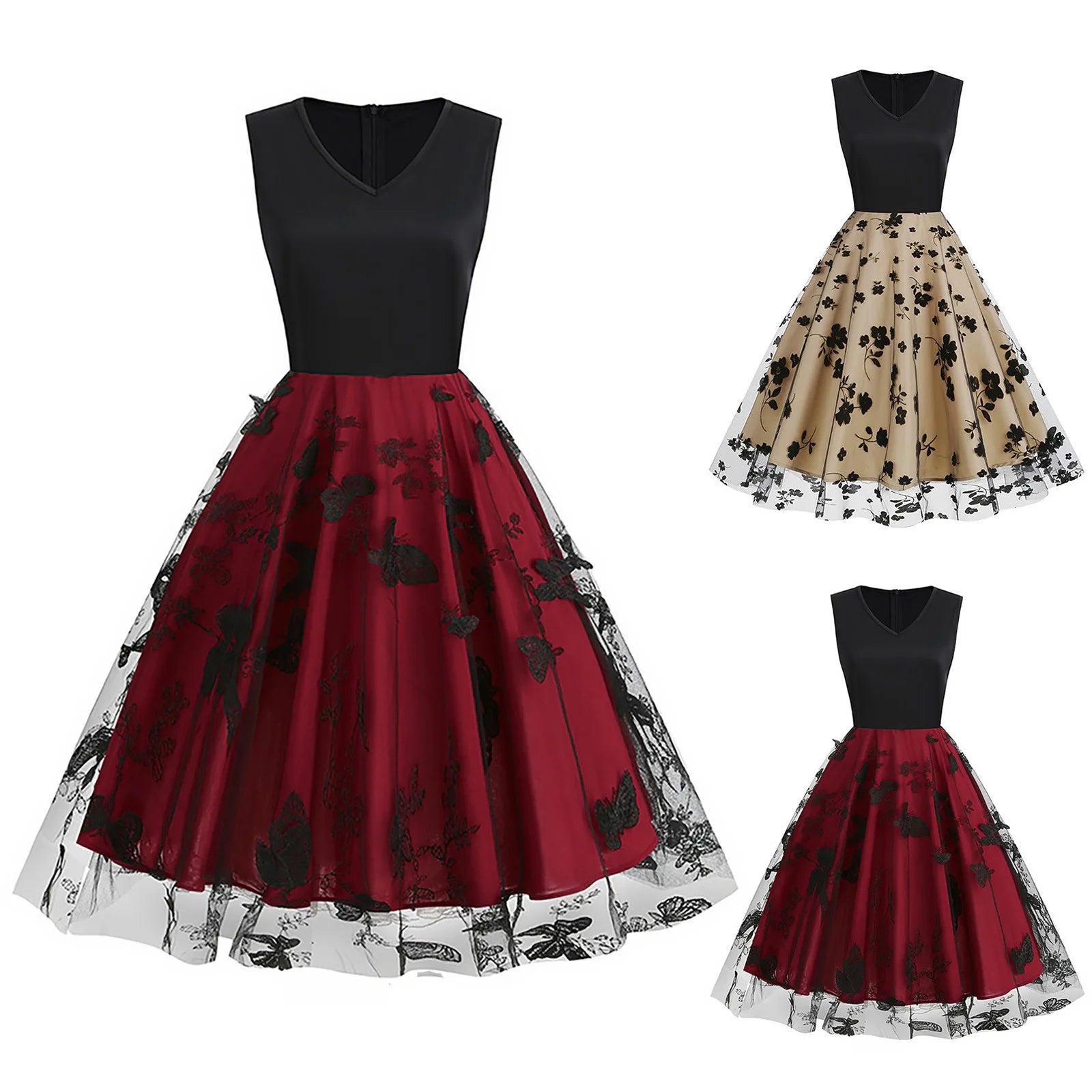 Schwarzes Print Sommerbrise Kleid für bezaubernde Abende