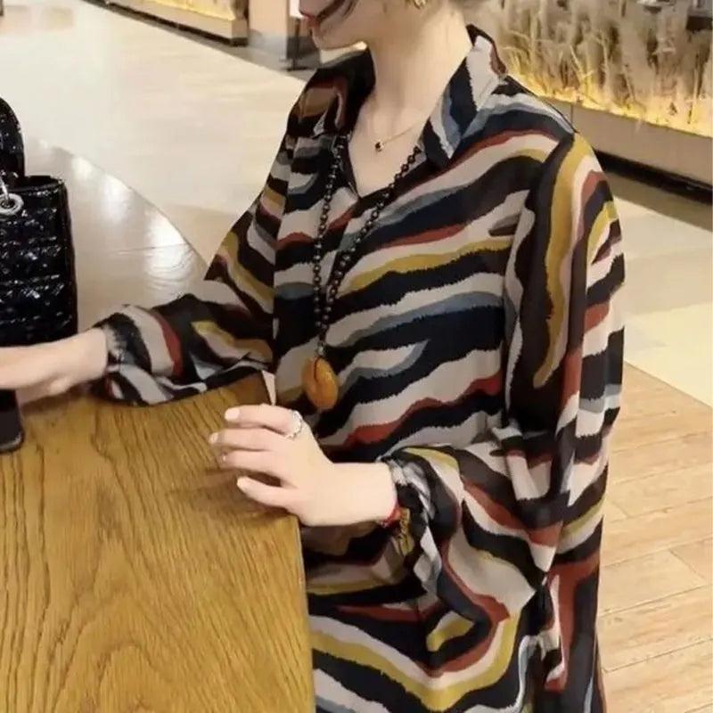 Gestreepte Blouse in Contrasterende Kleuren voor Dames