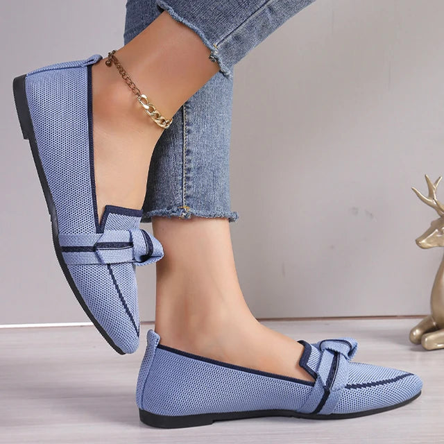 Stijlvolle Strik Dames Instappers - Comfortabele Puntige Neus Platte Schoenen voor de Zomer van 2024