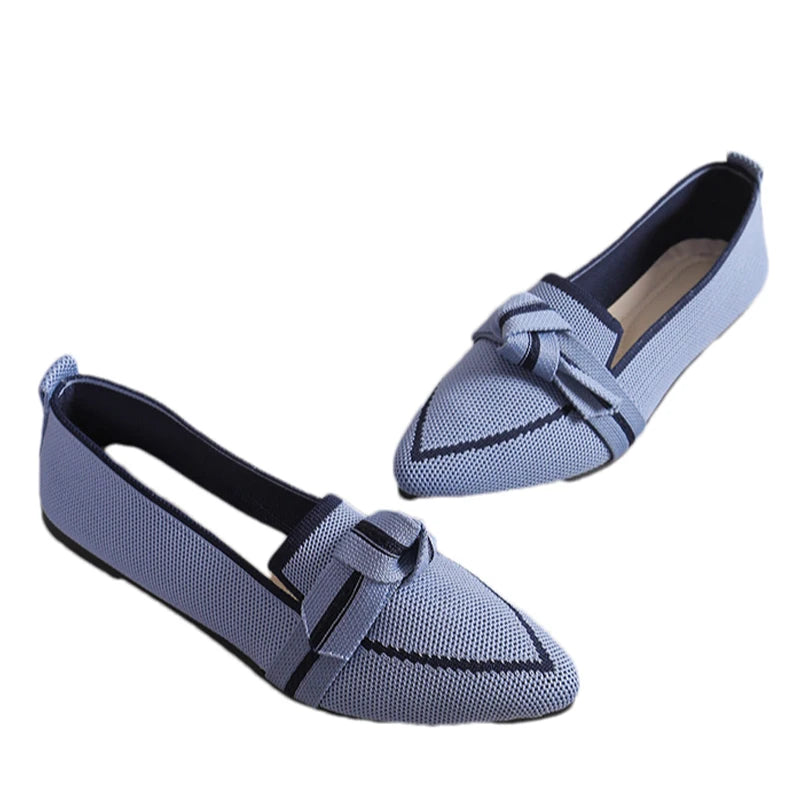 Stijlvolle Strik Dames Instappers - Comfortabele Puntige Neus Platte Schoenen voor de Zomer van 2024