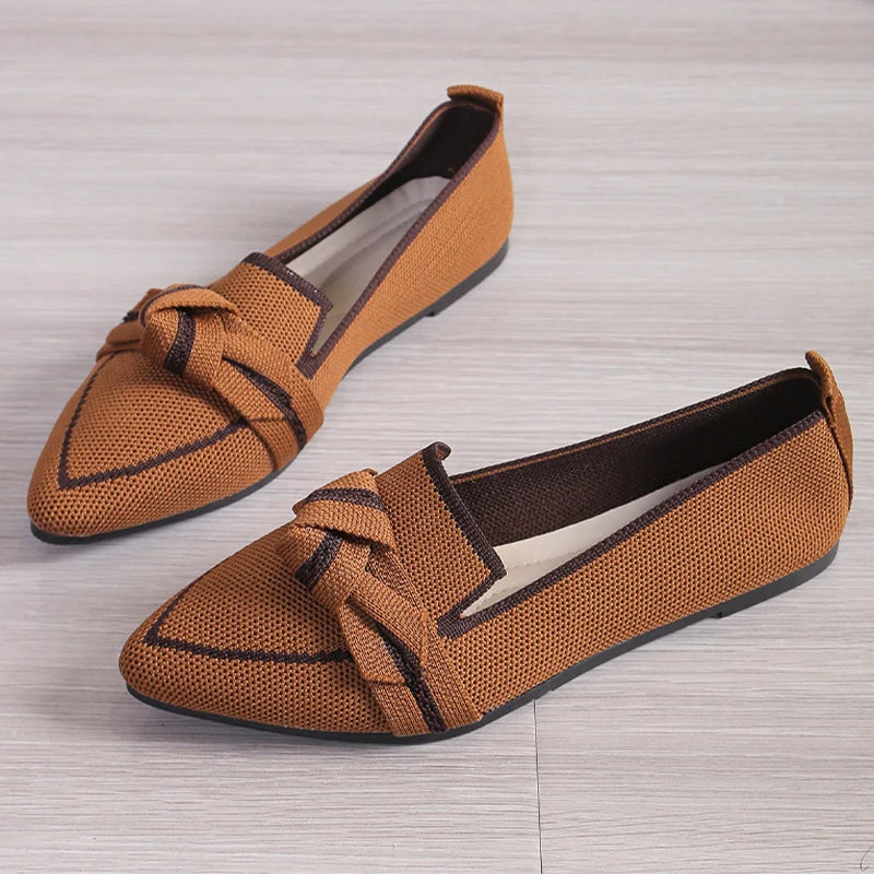 Stijlvolle Strik Dames Instappers - Comfortabele Puntige Neus Platte Schoenen voor de Zomer van 2024