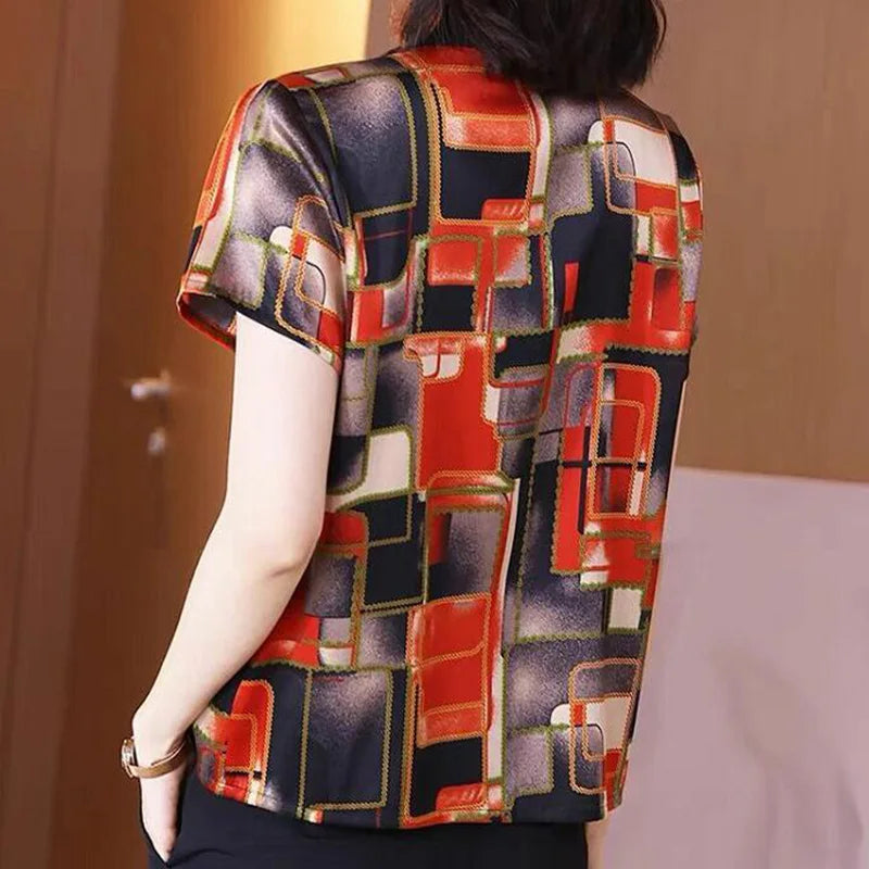 ChicThreads Camicia Estiva Stampa Tutto Abbinabile Manica Corta