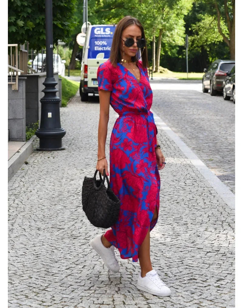 Celestia V-Hals Bloemenprint Zomerjurk
