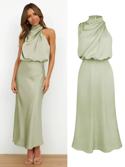 VELANORA- Elegant Satin Maxi Dress