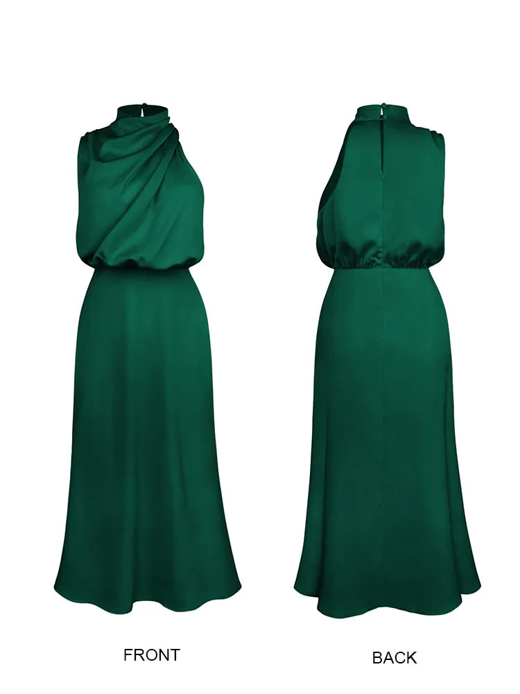 VELANORA- Elegant Satin Maxi Dress