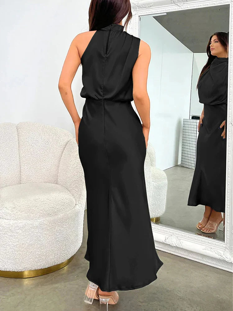 VELANORA- Elegant Satin Maxi Dress