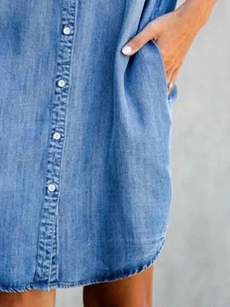 Stijlvolle Zomer Denim Shirt Jurk van Zomerjurkjes