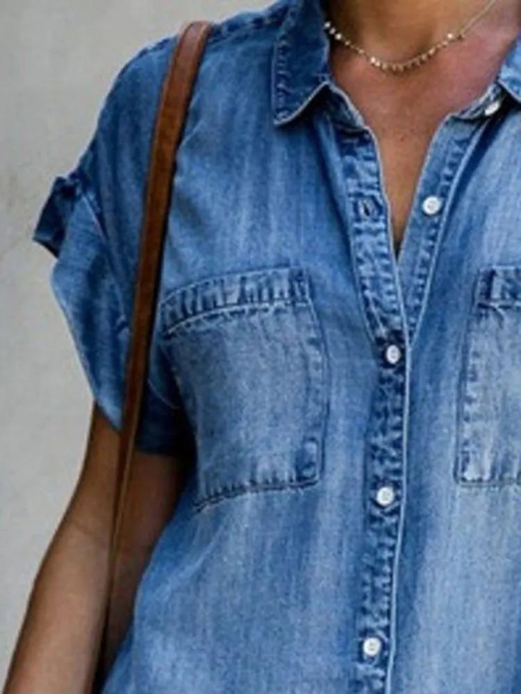 Stijlvolle Zomer Denim Shirt Jurk van Zomerjurkjes