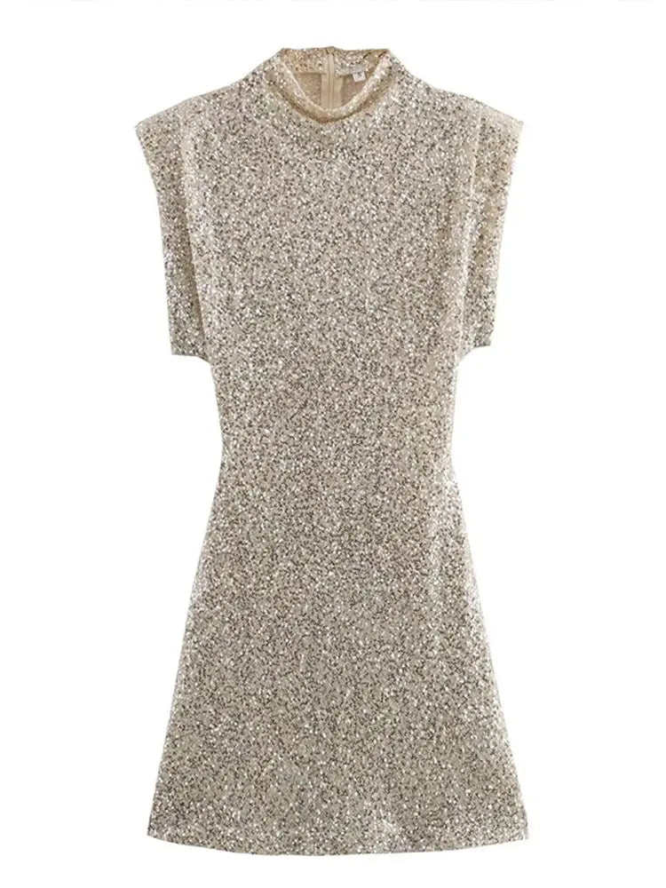 Silberner Glänzender Mini Kleid von ModeGlamour